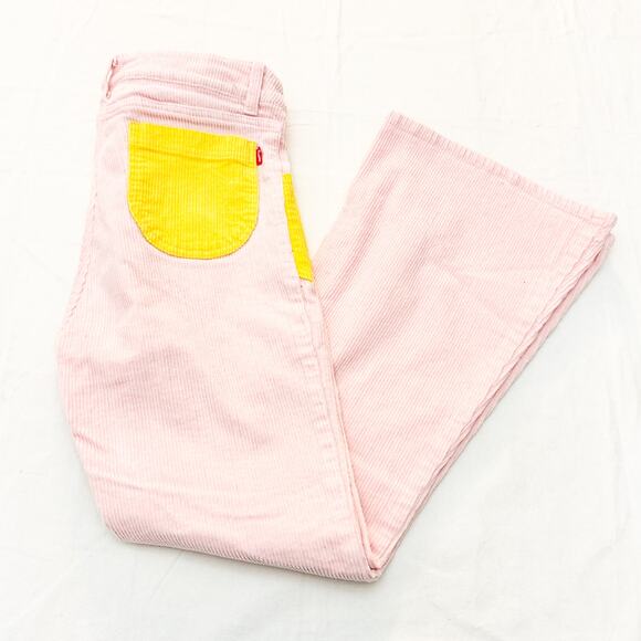 Hammies Vintage Color Block Pink Flare Leg Bell Bottom Corduroy Jeans Size 30 - Picture 8 of 8